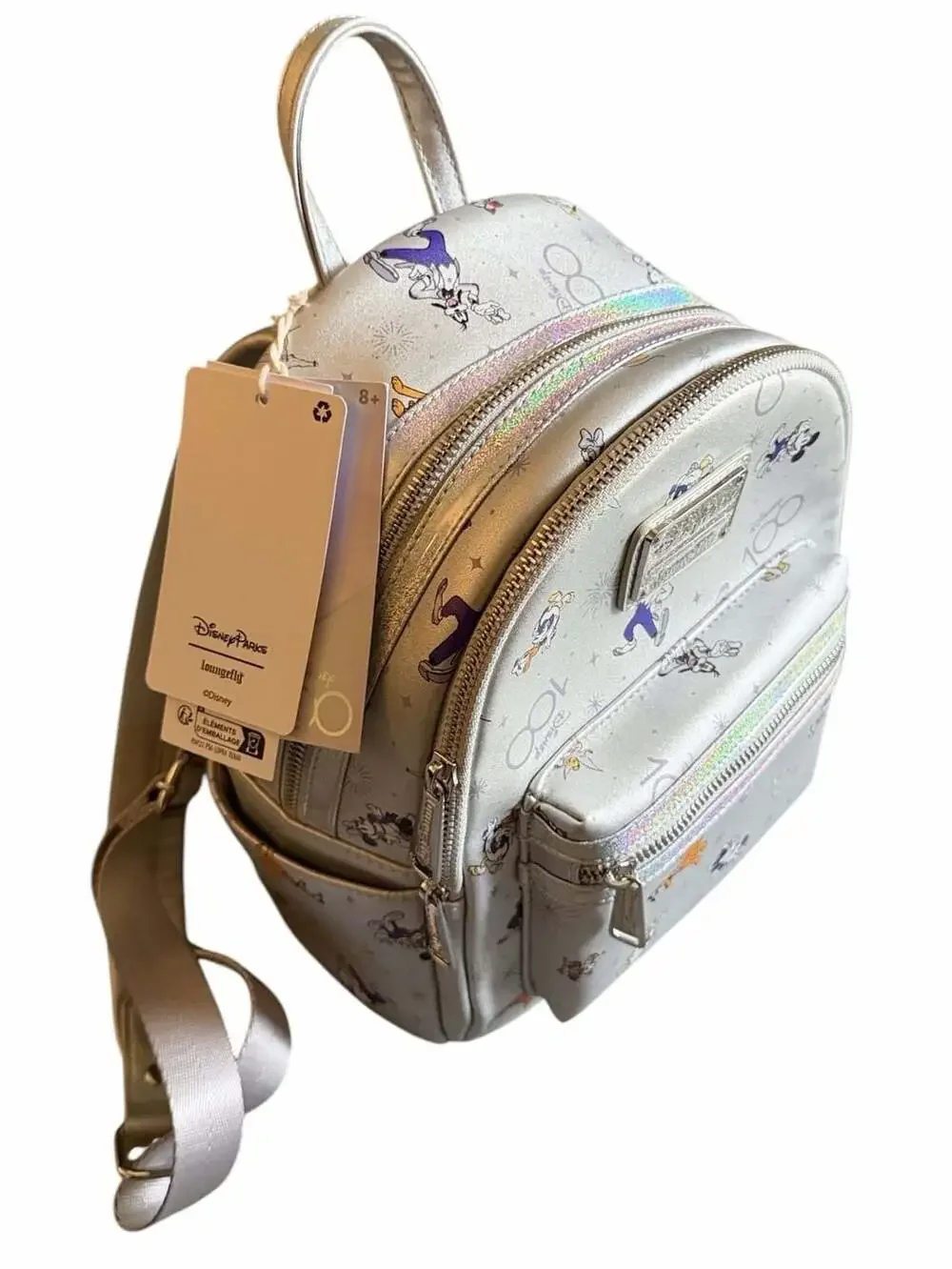 NWT Disney Parks Loungefly 100 commemorative Mini Backpack Silver